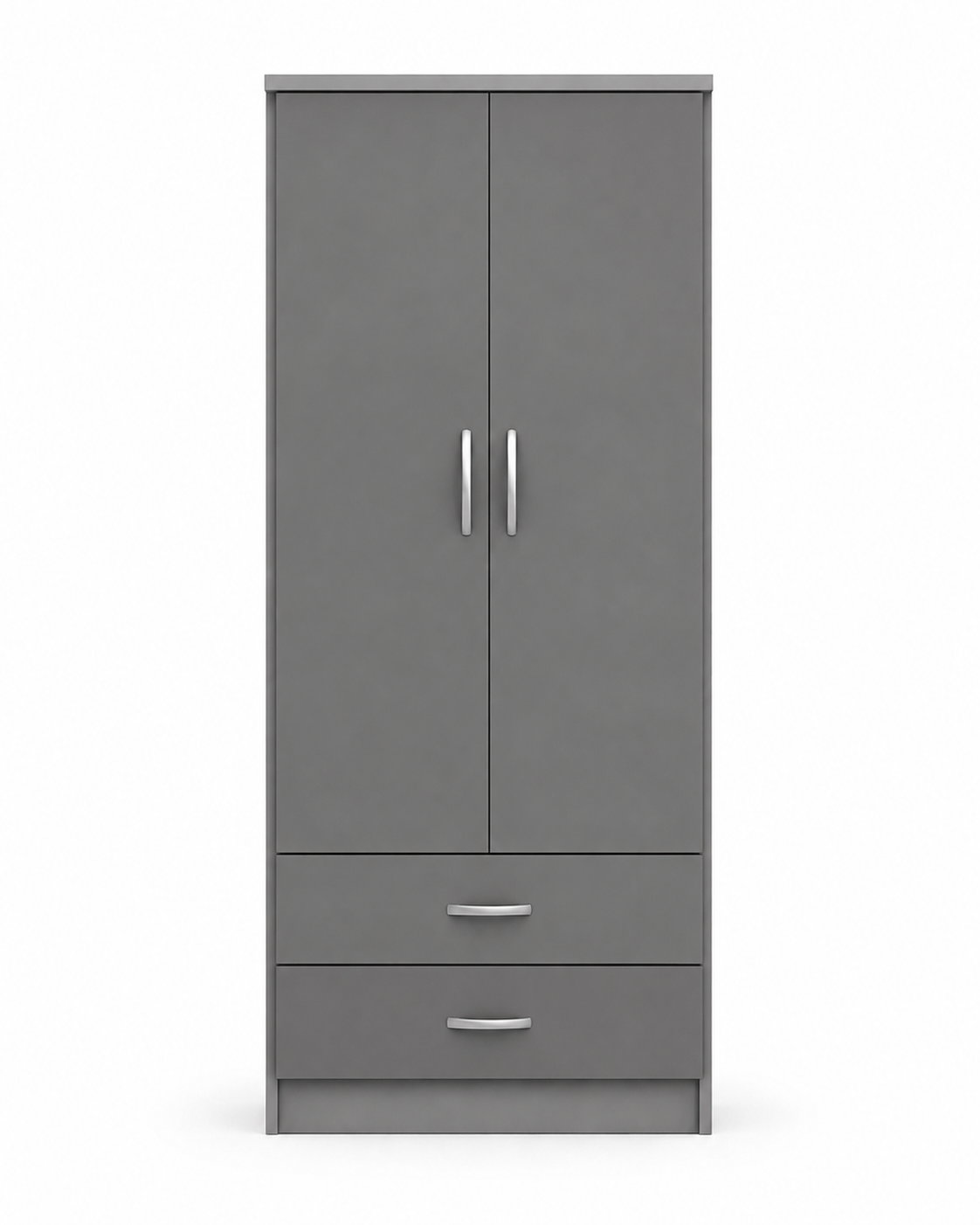 2 Door Wardrobe Single with Bottom Drawers Gray | Modern Storage - Luxury UK Living Room Showcase