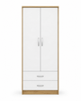 2 Door Wardrobe Single with Bottom Drawers Oak + White | FurniFolks | Modern Bedroom Storage