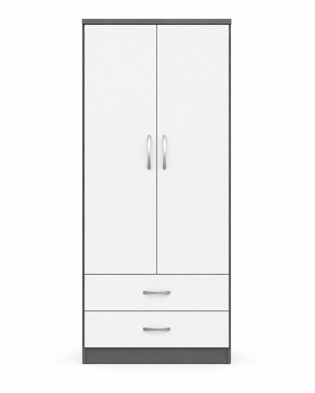 2 Door Wardrobe Single with Bottom Drawers White + Gray | FurniFolks - Luxury UK Living Room Showcase