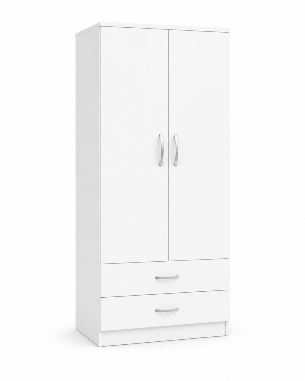 2 Door Wardrobe Single with Bottom Drawers White | Royal Touch - Luxury UK Living Room Showcase