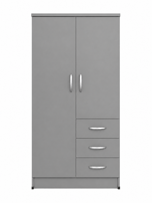 2 Door Wardrobe Single with Drawers Gray | Minimalist Suite - Luxury UK Living Room Showcase