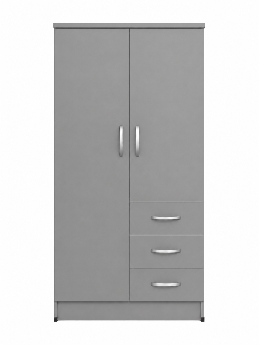 2 Door Wardrobe Single with Drawers Gray | Minimalist Suite - Luxury UK Living Room Showcase