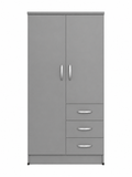 2 Door Wardrobe Single with Drawers Gray | Minimalist Suite - Luxury UK Living Room Showcase