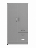 2 Door Wardrobe Single with Drawers Gray | Minimalist Suite - Luxury UK Living Room Showcase