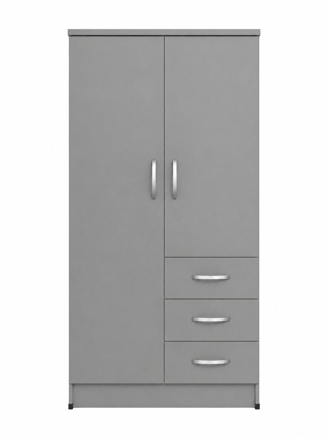 2 Door Wardrobe Single with Drawers Gray | Minimalist Suite - Luxury UK Living Room Showcase