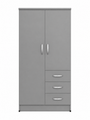 2 Door Wardrobe Single with Drawers Gray | Minimalist Suite | Modern Bedroom Storage