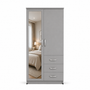 2 Door Wardrobe Single with Side Drawers Gray | Split-Store | Modern Bedroom Storage