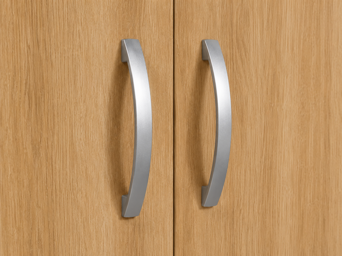 2 Door Wardrobe Single with Side Drawers Oak | Premium Collection - Detailed Angle View 3