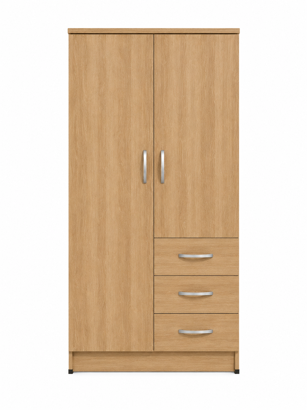 2 Door Wardrobe Single with Side Drawers Oak | Premium Collection - Luxury UK Living Room Showcase