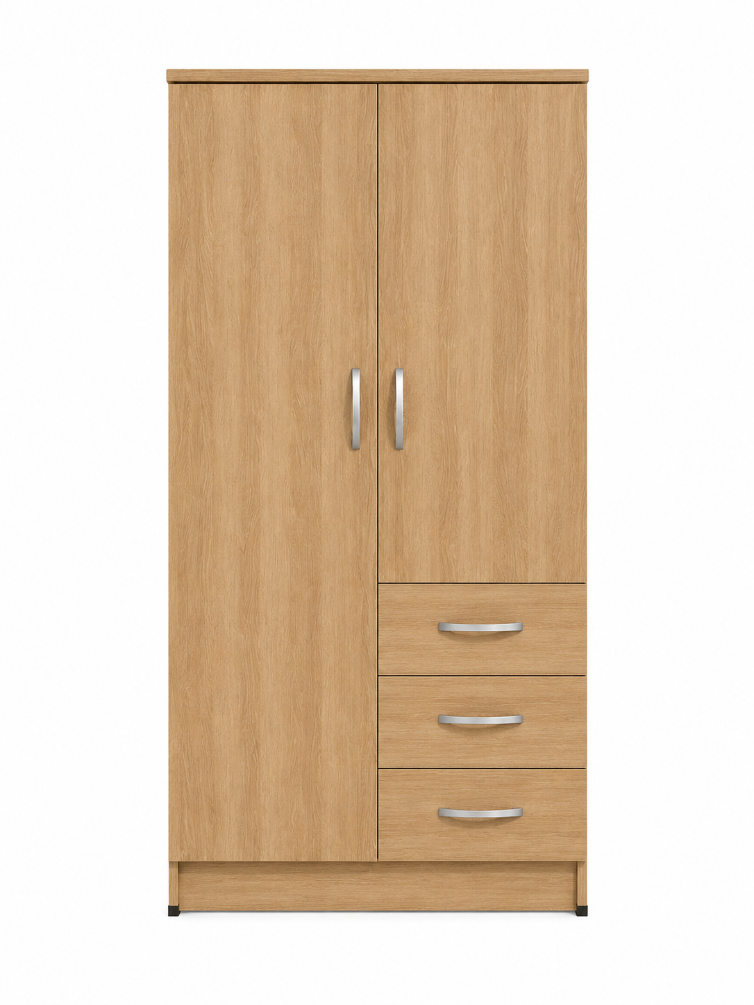 2 Door Wardrobe Single with Side Drawers Oak | Premium Collection - Luxury UK Living Room Showcase