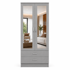 2 Door Wardrobe with 2 Drawers Gray | Slimline Suite - Luxury UK Living Room Showcase