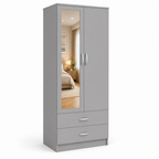 2 Door Wardrobe with 2 Drawers Gray | Slimline Suite - Detailed Angle View 3