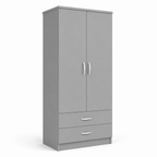 2 Door Wardrobe with 2 Drawers Gray | Slimline Suite - Detailed Angle View 4