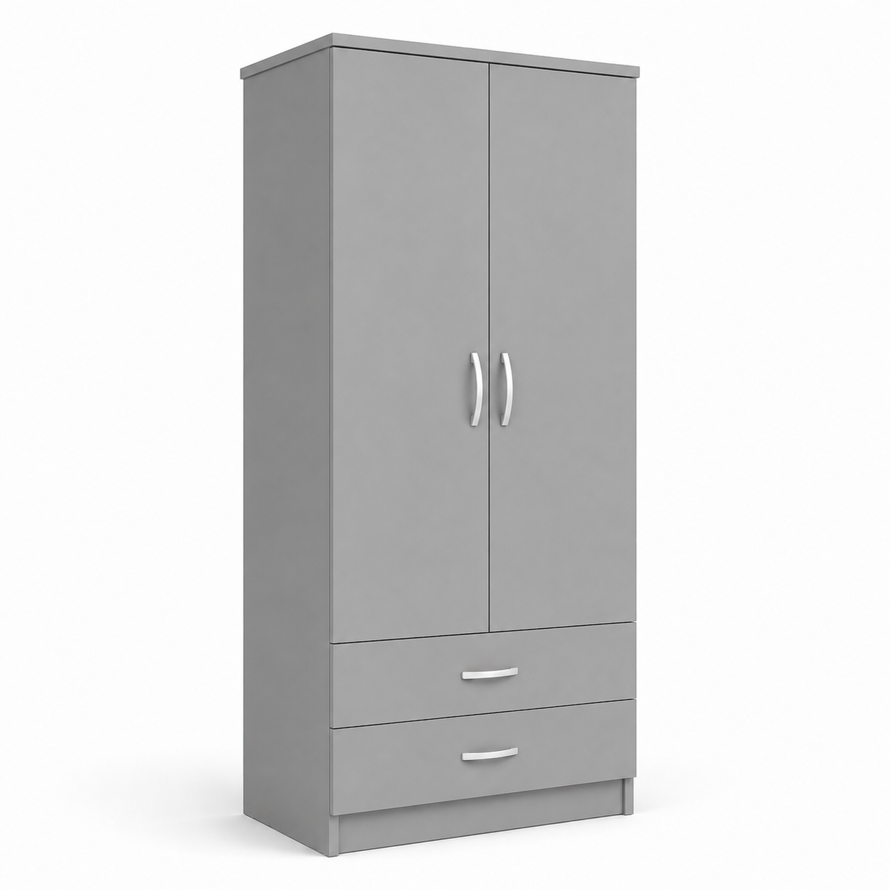 2 Door Wardrobe with 2 Drawers Gray | Slimline Suite - Detailed Angle View 4