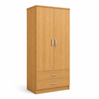 2 Door Wardrobe with 2 Drawers Oak | Boutique Station - Detailed Angle View 4