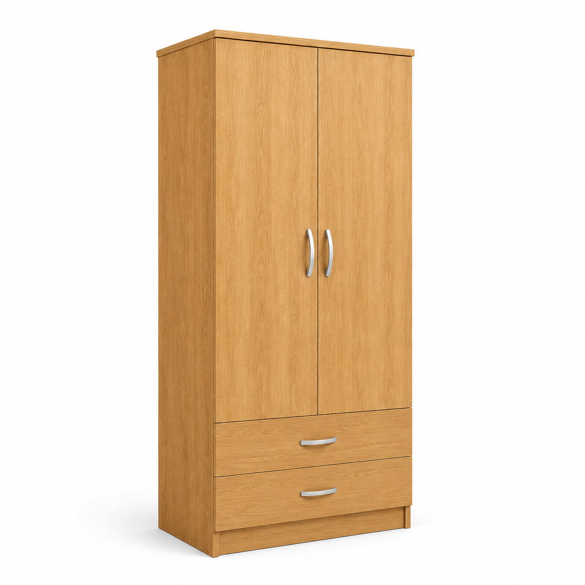 2 Door Wardrobe with 2 Drawers Oak | Boutique Station - Detailed Angle View 4