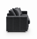 Ruby Alaska 3 Seater Plush Velvet Dark Grey Sofa - Detailed Angle View 2