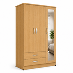 3 Door Wardrobe Oak | The Natural Master Sanctuary - Detailed Angle View 2