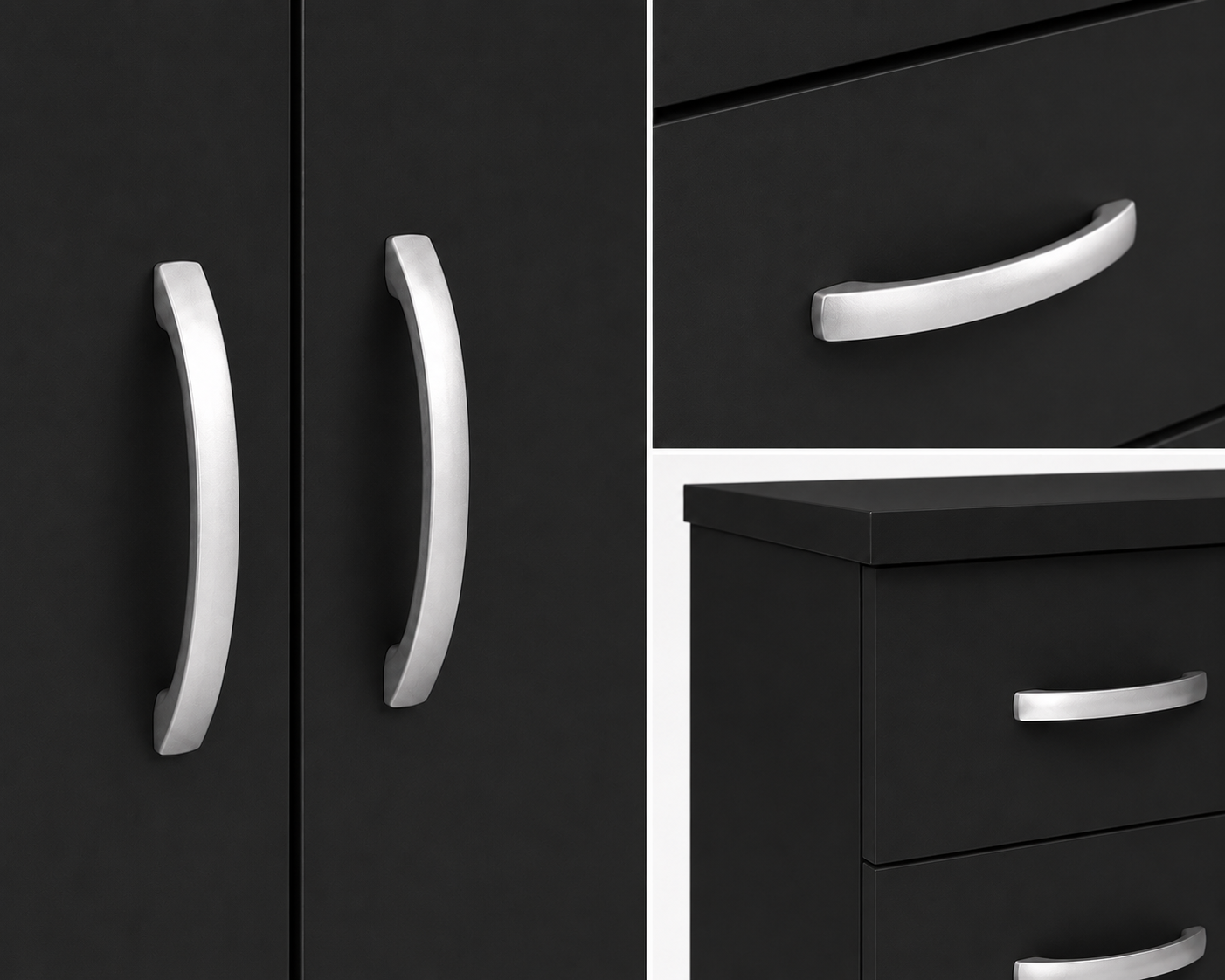 3 Door Wardrobe Set Black | The Executive Triple Suite - Detailed Angle View 3