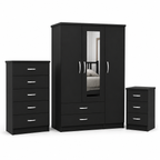3 Door Wardrobe Set Black | The Executive Triple Suite - Detailed Angle View 2