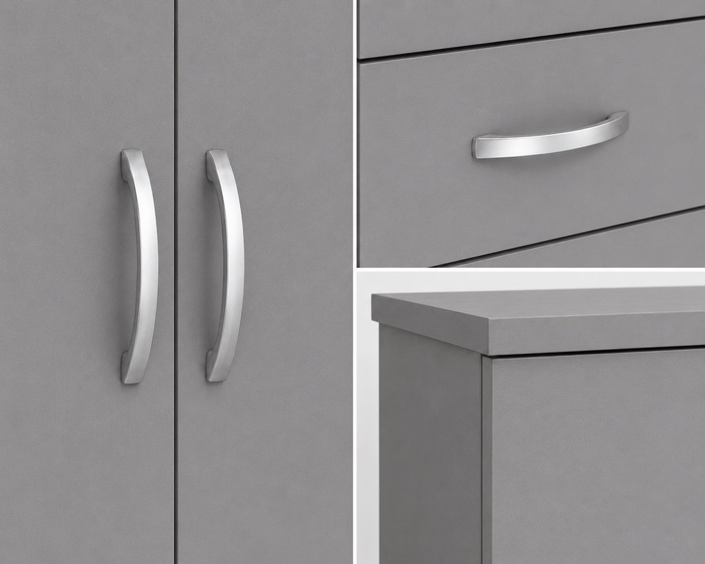 3 Door Wardrobe Set Gray | The Contemporary Triple Suite - Detailed Angle View 3