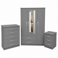 3 Door Wardrobe Set Gray | The Contemporary Triple Suite - Luxury UK Living Room Showcase