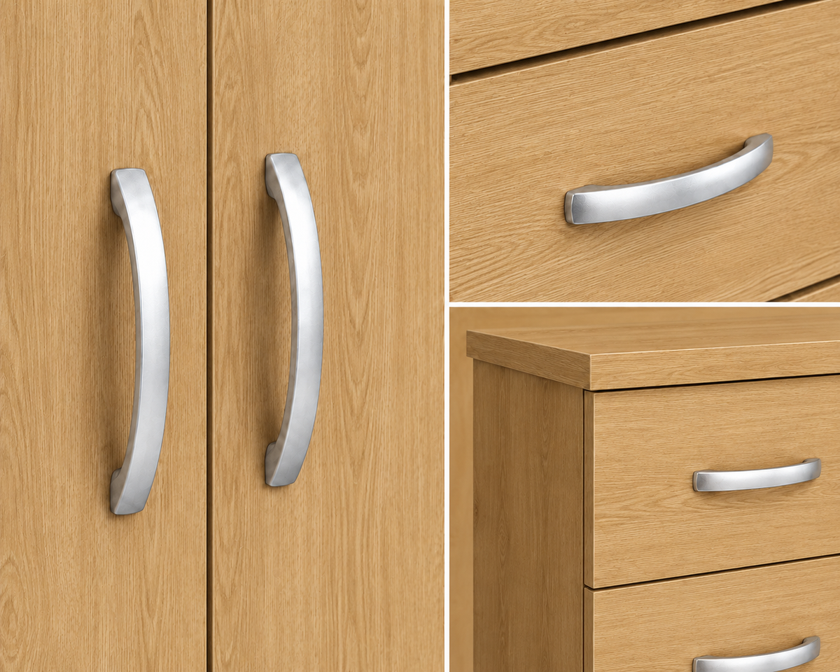 3 Door Wardrobe Set Oak | The Natural Master Suite - Detailed Angle View 3