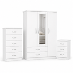 3 Door Wardrobe Set White | The Complete Triple Master Suite - Detailed Angle View 2