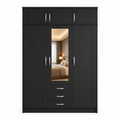 3 Door Wardrobe With Topbox Black | Best Compact Storage - Luxury UK Living Room Showcase