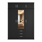 3 Door Wardrobe With Topbox Black | Best Compact Storage - Luxury UK Living Room Showcase