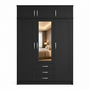 3 Door Wardrobe With Topbox Black | Best Compact Storage | Modern Bedroom Storage