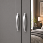 3 Door Wardrobe With Topbox Gray | Elegant Choice - Detailed Angle View 3