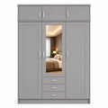 3 Door Wardrobe With Topbox Gray | Elegant Choice - Luxury UK Living Room Showcase