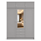 3 Door Wardrobe With Topbox Gray | Elegant Choice - Luxury UK Living Room Showcase