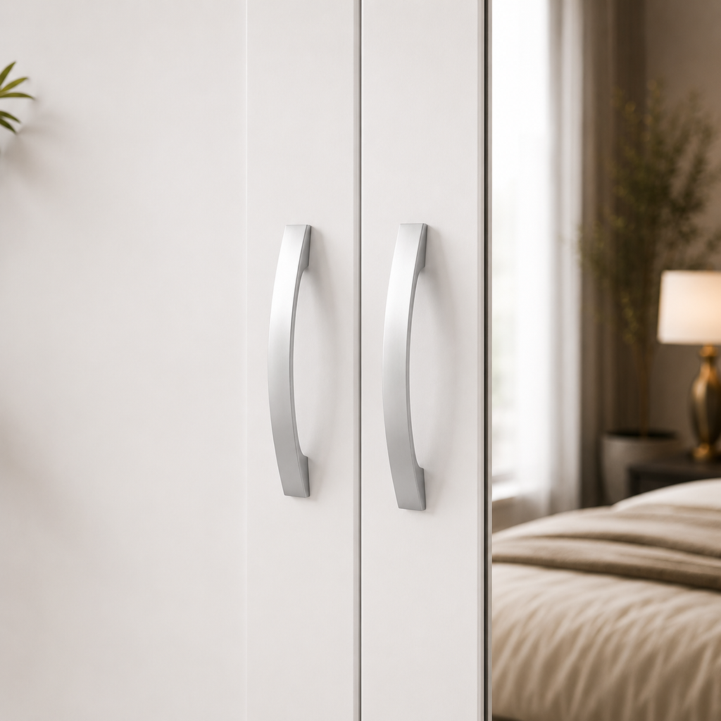 3 Door Wardrobe With Topbox White | Decent & Executive Choice - Detailed Angle View 3