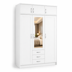 3 Door Wardrobe With Topbox White | Decent & Executive Choice - Detailed Angle View 2
