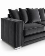 Ruby Alaska 3 Seater Plush Velvet Dark Grey Sofa - Detailed Angle View 3