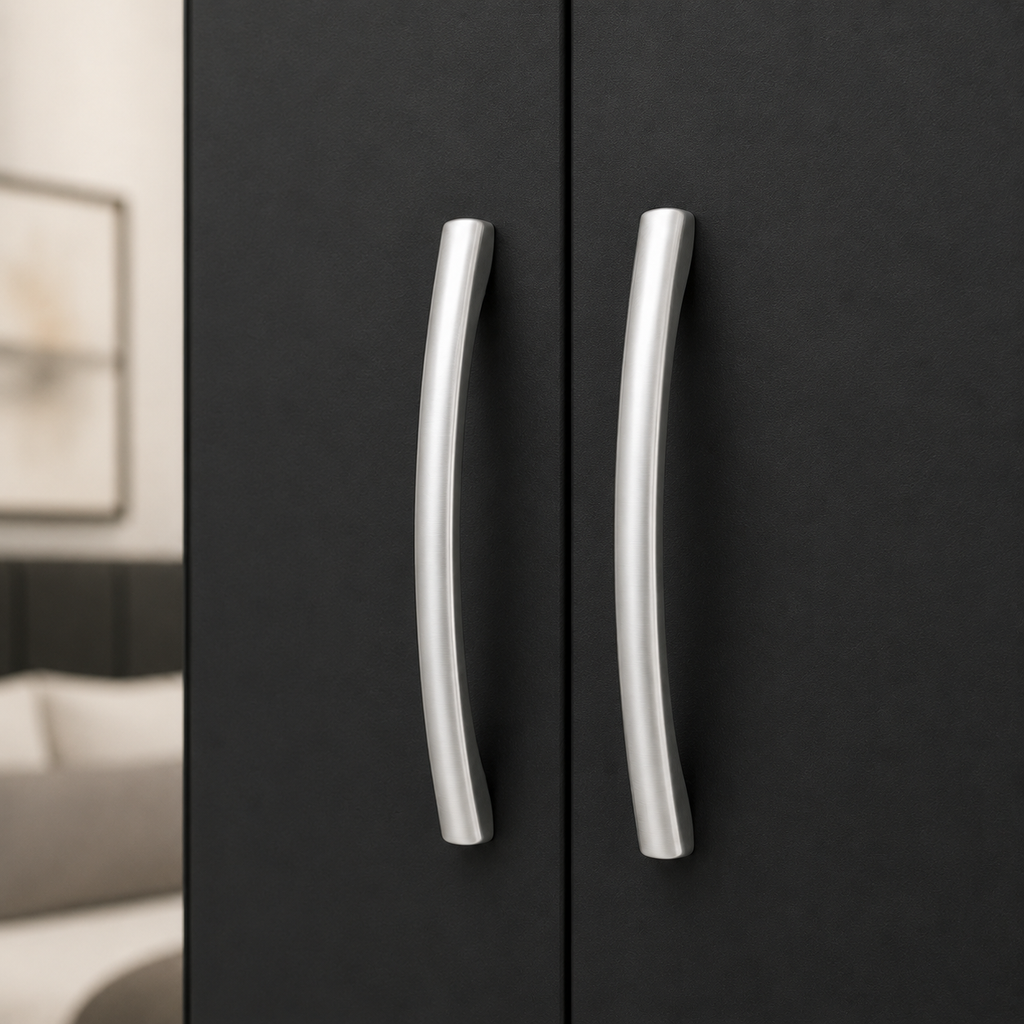 4 Door Wardrobe Set Black | Premium Choice for Family - Detailed Angle View 3