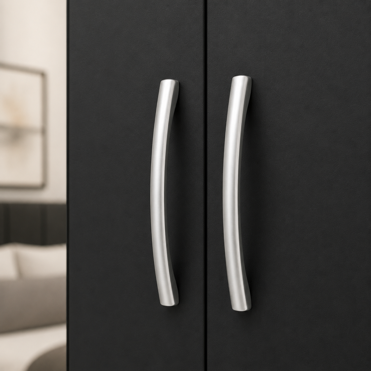 4 Door Wardrobe Set Black | Premium Choice for Family - Detailed Angle View 3