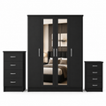 4 Door Wardrobe Set Black | Premium Choice for Family - Luxury UK Living Room Showcase