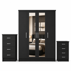 4 Door Wardrobe Set Black | Premium Choice for Family - Luxury UK Living Room Showcase