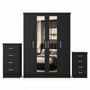 4 Door Wardrobe Set Black | Premium Choice for Family | Modern Bedroom Storage