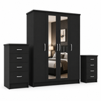 4 Door Wardrobe Set Black | Premium Choice for Family - Detailed Angle View 2