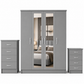 4 Door Wardrobe Set Gray | Stylish Family Storage - Luxury UK Living Room Showcase