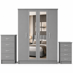 4 Door Wardrobe Set Gray | Stylish Family Storage - Luxury UK Living Room Showcase