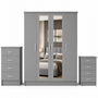 4 Door Wardrobe Set Gray | Stylish Family Storage | Modern Bedroom Storage