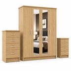 4 Door Wardrobe Set Oak | Superb Family Storage Style - Detailed Angle View 2