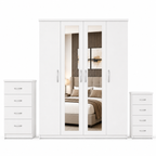 4 Door Wardrobe Set White | Executive Family Living - Luxury UK Living Room Showcase