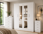 4 Door Wardrobe Set White | Executive Family Living - Detailed Angle View 4