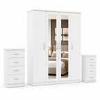 4 Door Wardrobe Set White | Executive Family Living - Detailed Angle View 2
